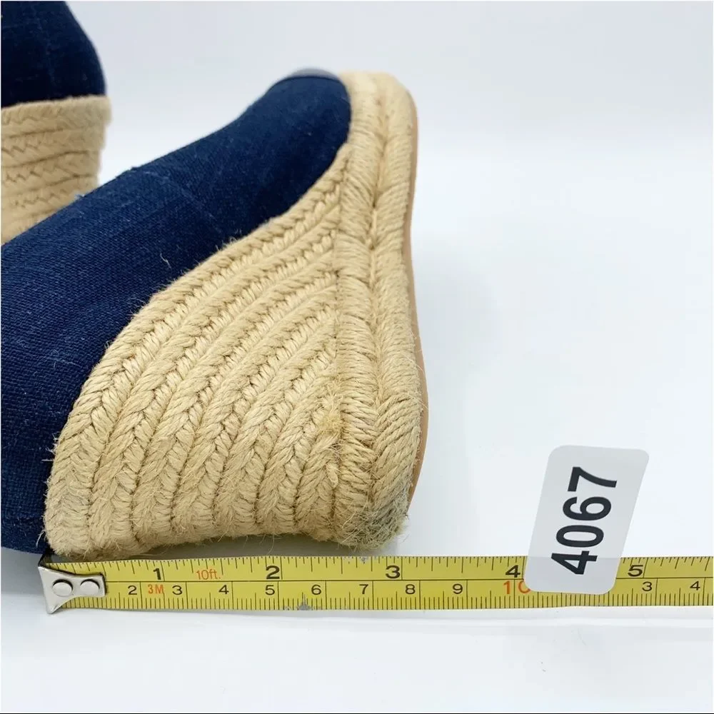 Jack Rogers Palmer Blue Closed Cap‎ Toe Fabric/Leather Wedge Espadrilles Sz 5